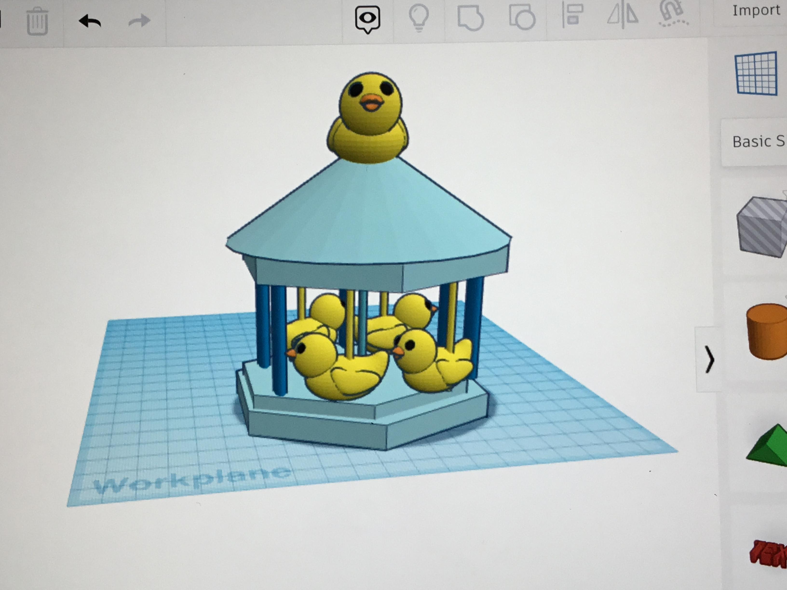 A pupil's design of a carousel using CAD.